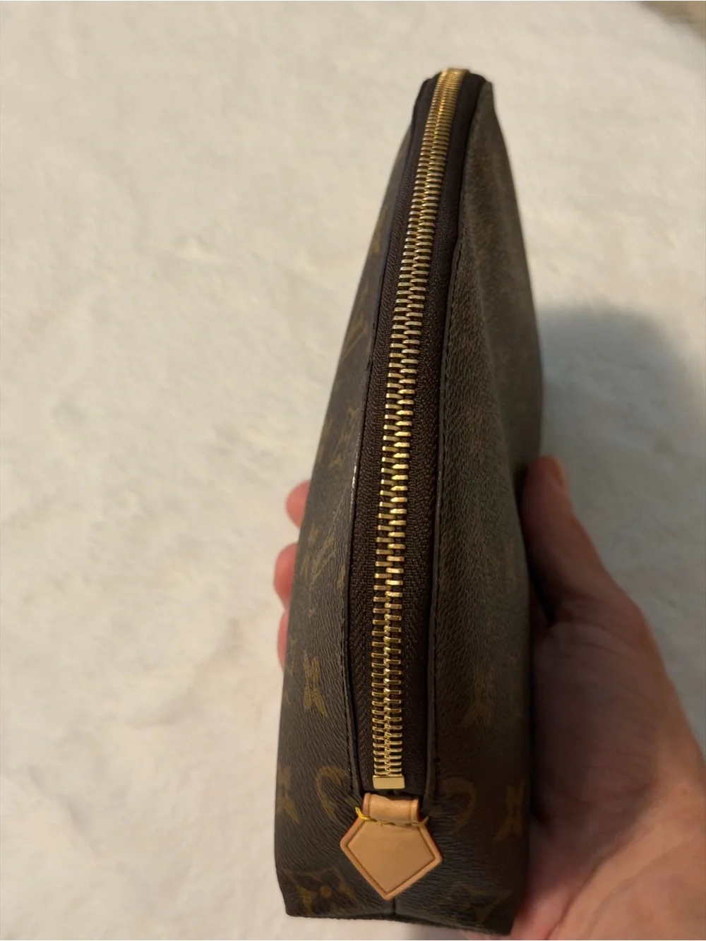 Louis Vuitton Brown Monogram Pouch with Gold-Tone Zipper